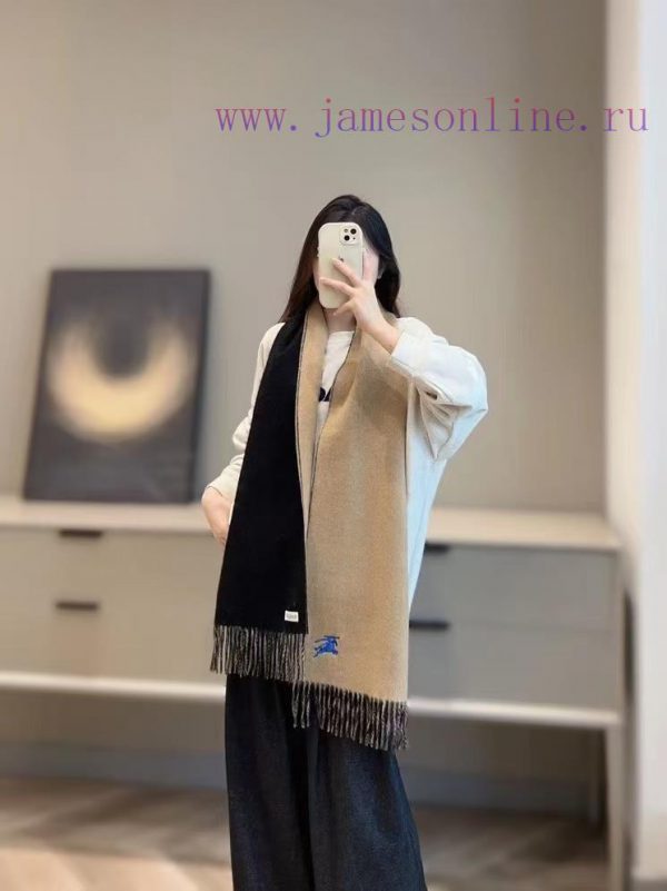 𝐁𝐔𝐑𝐁𝐄𝐑𝐑𝐘 Double sided solid color embroidered long scarf official website synchronized new ️jke7zj8r