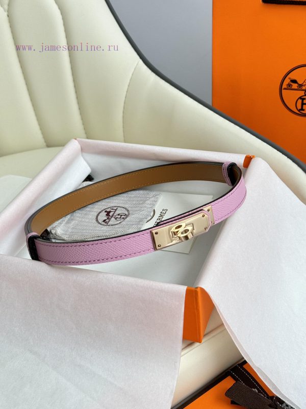Hermes Women's BeltFull set of 1.8mm women's Kelly original imported leather K gold/platinum d5ychzzy - Image 3
