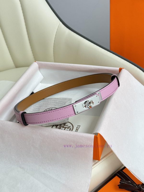 Hermes Women's BeltFull set of 1.8mm women's Kelly original imported leather K gold/platinum wk35vfs6