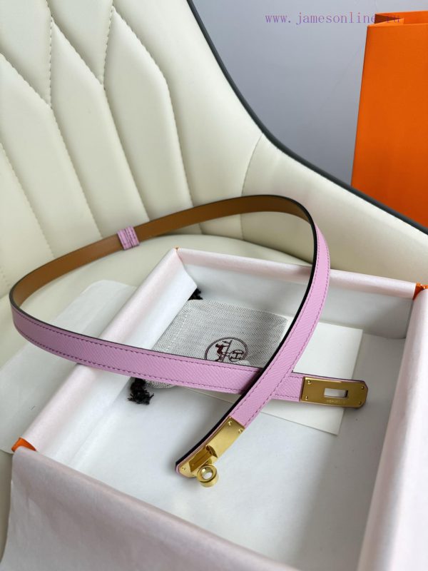 Hermes Women's BeltFull set of 1.8mm women's Kelly original imported leather K gold/platinum d5ychzzy - Image 5