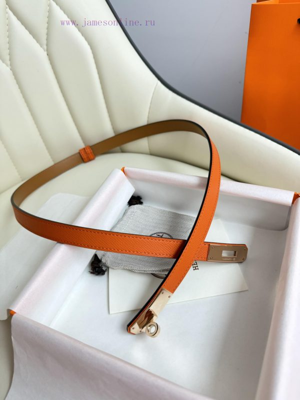 Hermes Women's BeltFull set of 1.8mm women's Kelly original imported leather K gold/platinum rtmbj160 - Image 5