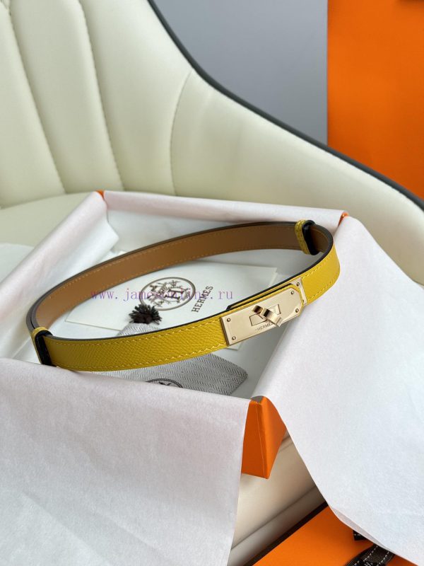 Hermes Women's BeltFull set of 1.8mm women's Kelly original imported leather K gold/platinum bygik8gm