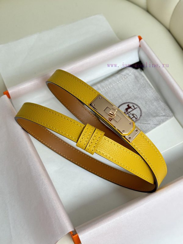 Hermes Women's BeltFull set of 1.8mm women's Kelly original imported leather K gold/platinum bygik8gm - Image 3