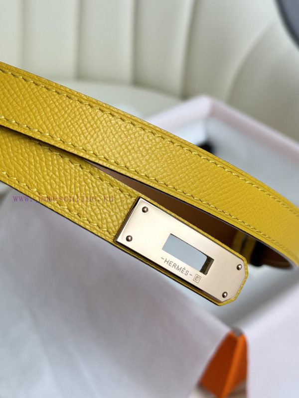 Hermes Women's BeltFull set of 1.8mm women's Kelly original imported leather K gold/platinum bygik8gm - Image 8