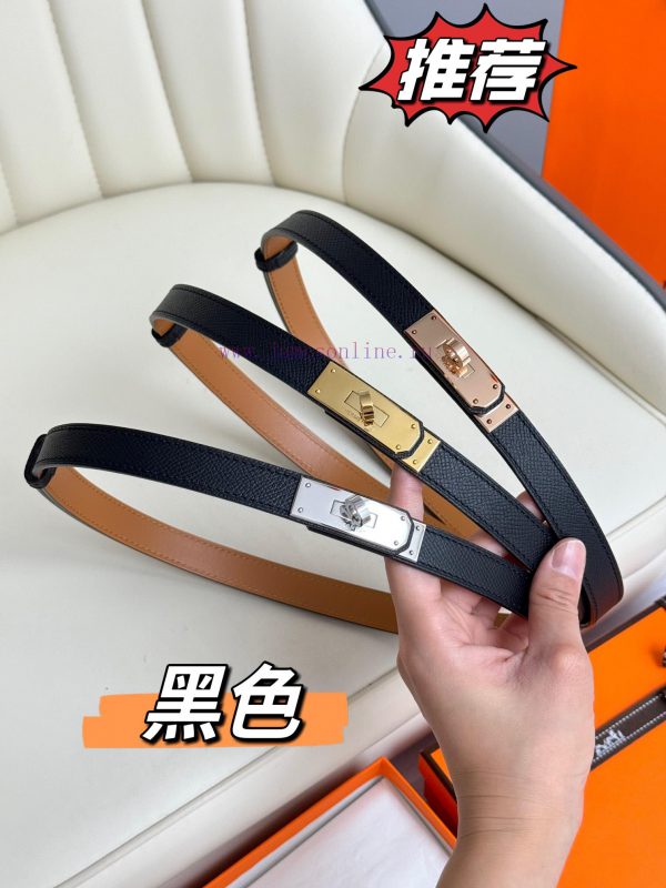 Hermes Women's BeltFull set of 1.8mm women's Kelly original imported leather K gold/platinum 1dx404ff - Image 9