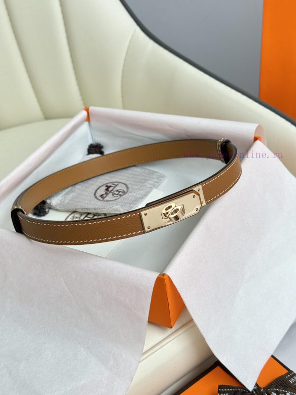 Hermes Women's BeltFull set of 1.8mm women's Kelly original imported leather K gold/platinum 2uxt7dxr