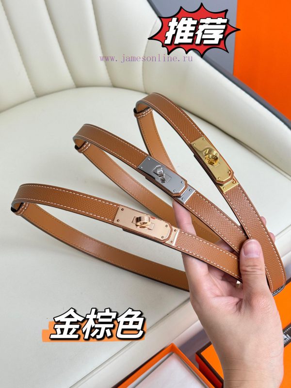 Hermes Women's BeltFull set of 1.8mm women's Kelly original imported leather K gold/platinum ji7brdq5