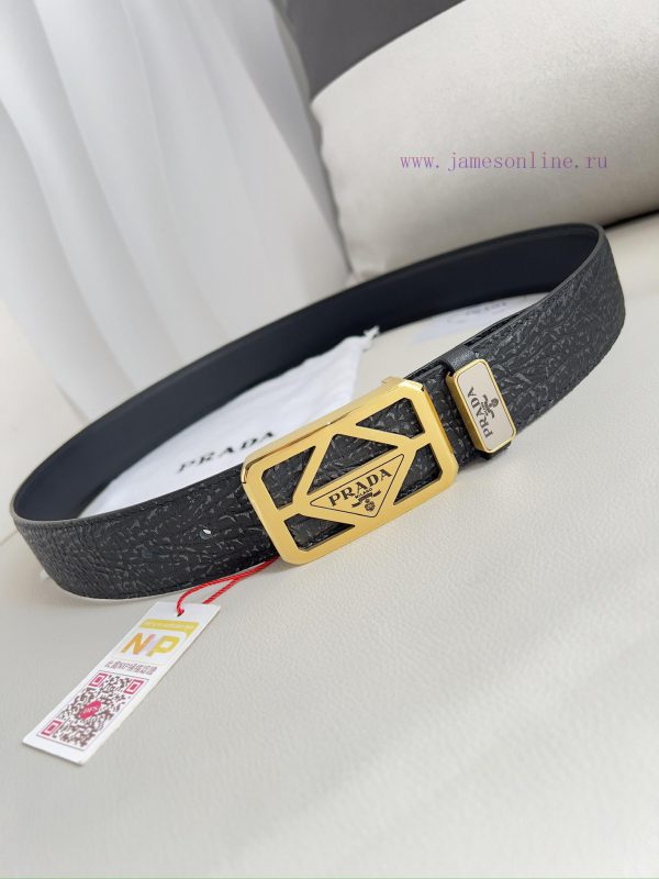 Prada PRADA ️ Belt and beltBuckle, classic pure steel material buckle, top layer cowhide, ph 0yp8yuzj - Image 4