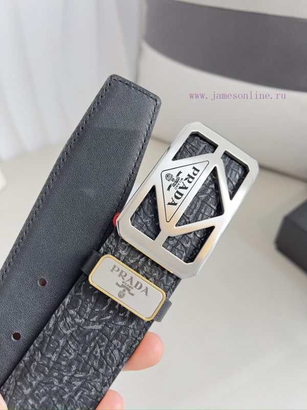 Prada PRADA ️ Belt and beltBuckle, classic pure steel material buckle, top layer cowhide, ph 3c2pber5 - Image 8