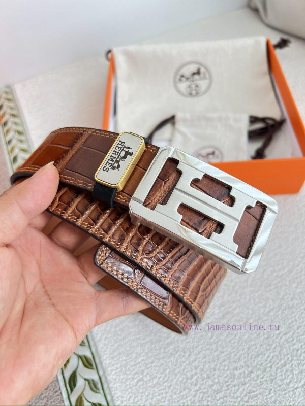 Hermes Hermes waist beltHanging buckle, classic pure steel material buckle head, double-side q3v27trj - Image 3