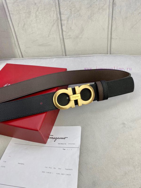 3.5cm wide Ferragamo double-sided head layer cowhide belt, equipped with silver/gold/gun met i49ryfk8 - Image 4