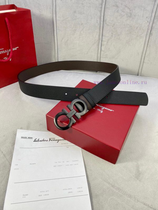 3.5cm wide Ferragamo double-sided head layer cowhide belt, equipped with silver/gold/gun met i49ryfk8 - Image 6