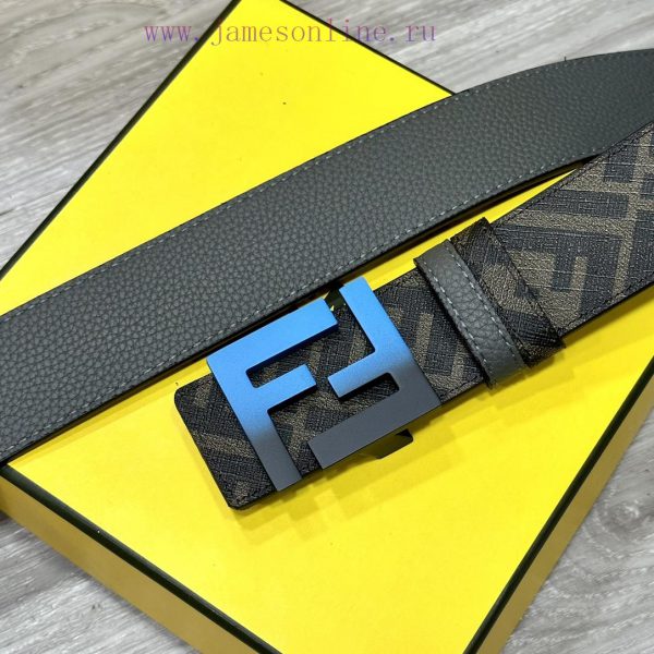 FENDI style, width 4.0CM, double ring front and back waist belt with FF nail buckle, dark bl 6ct4umcg - Image 3