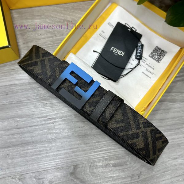 FENDI style, width 4.0CM, double ring front and back waist belt with FF nail buckle, dark bl 6ct4umcg - Image 5