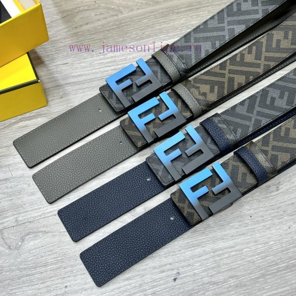 FENDI style, width 4.0CM, double ring front and back waist belt with FF nail buckle, dark bl 6ct4umcg - Image 10