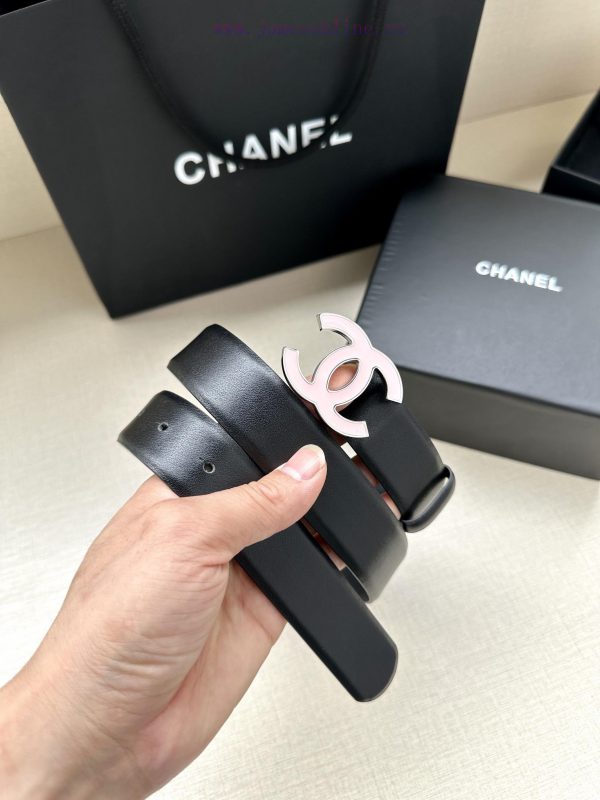 Width 3.0cm Chanel imported soft calf leather with clear grain, accessories gold silver/meta ggc7fgda - Image 5