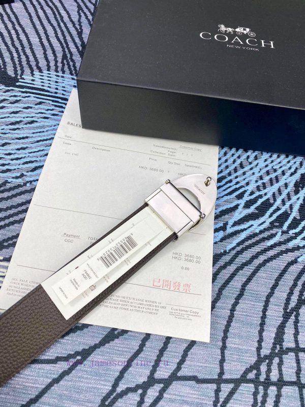 Width 3.7cm COACH double-sided lychee pattern belt with self cutting length. Made of top-qua 9oakc5ch - Image 10