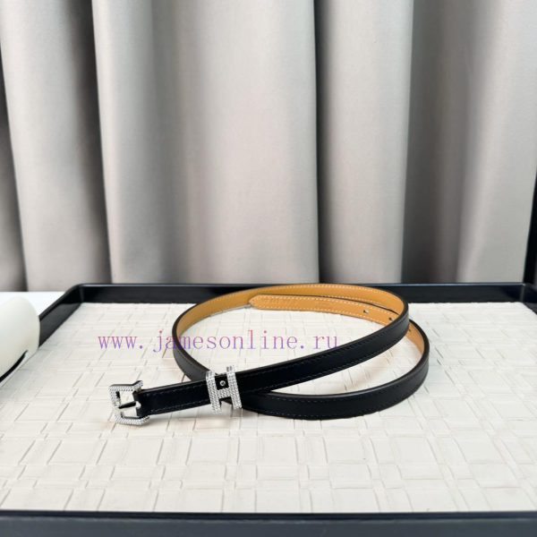 Calfskin waist belt, paired with palladium plated buckle, finely polished and diamond sparkl p1lp5fwk - Image 6