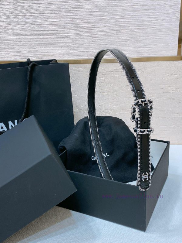Chanel 24c brass metal imported shiny calf leather 2.0cm soft and exquisite waist belt 14ofid1p - Image 10