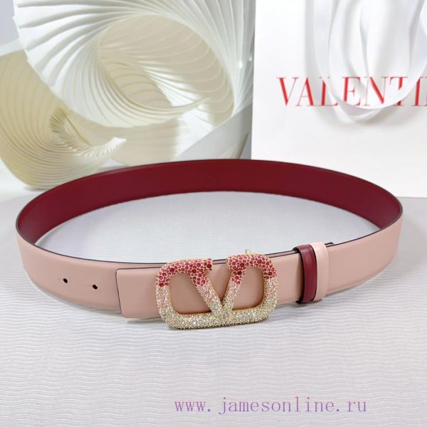 4.0cm Valentino new belt, double-sided top layer cowhide material, length 75.80.85.90.95.100 8mse9m2o