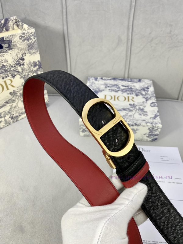 3.5cm width Dior grain textured cowhide hollow "CD" buckle belt, black palm grain grain leat 5et7gdlq - Image 4