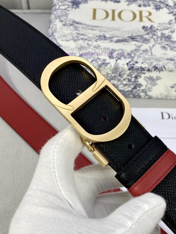 3.5cm width Dior grain textured cowhide hollow "CD" buckle belt, black palm grain grain leat 5et7gdlq - Image 7