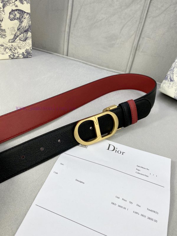 3.5cm width Dior grain textured cowhide hollow "CD" buckle belt, black palm grain grain leat 5et7gdlq - Image 8