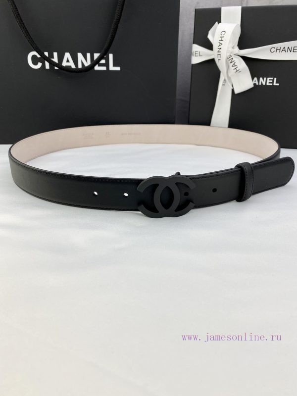 Width 3.0cm Chanel Women's Classic Belt and Strap New Smooth Inner Lining Matte Leather with xnx2azq2