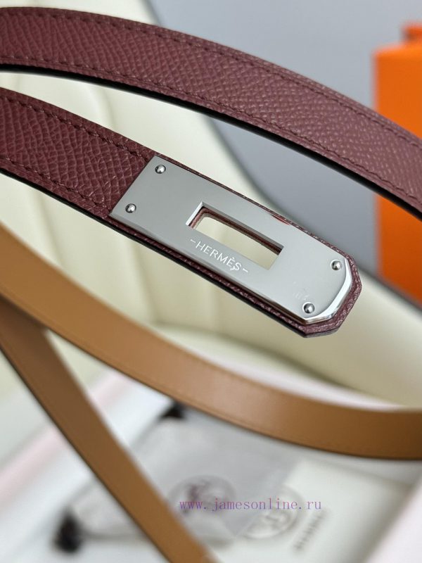 Hermes Women's BeltFull set of 1.8mm women's Kelly original imported leather K gold/platinum nxu69k28 - Image 8