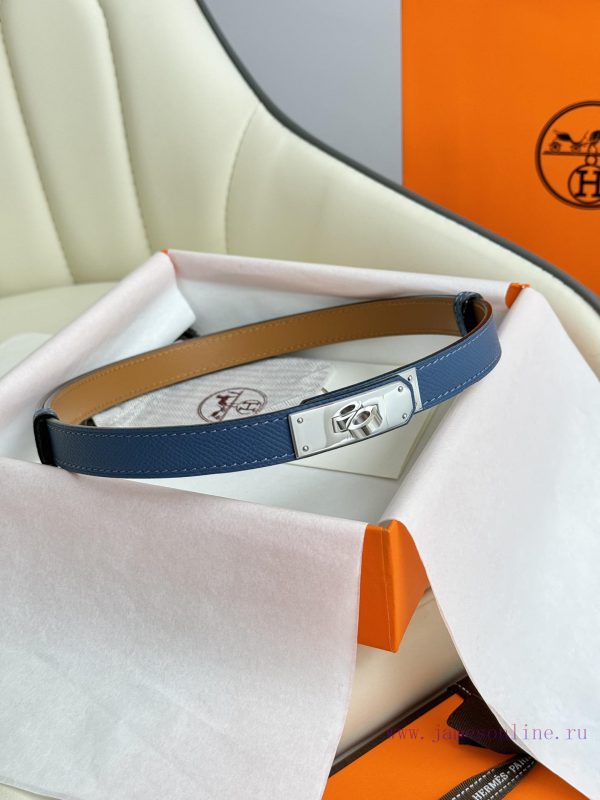 Hermes Women's BeltFull set of 1.8mm women's Kelly original imported leather K gold/platinum 1p4vmglj - Image 3