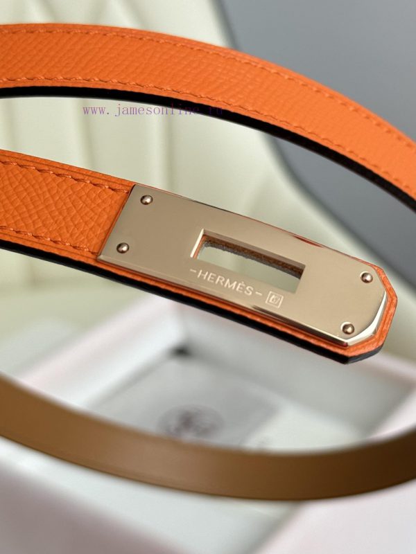 Hermes Women's BeltFull set of 1.8mm women's Kelly original imported leather K gold/platinum kyov55pz - Image 8