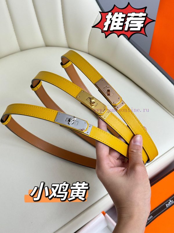 Hermes Women's BeltFull set of 1.8mm women's Kelly original imported leather K gold/platinum kfxd42q6