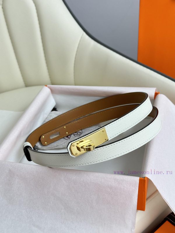 Hermes Women's BeltFull set of 1.8mm women's Kelly original imported leather K gold/platinum c37oi3um