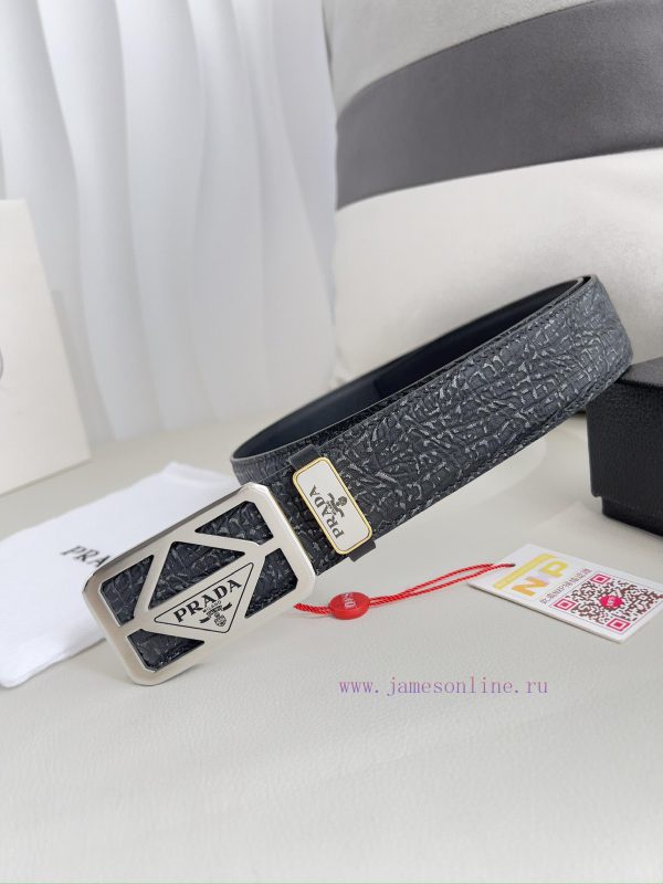 Prada PRADA ️ Belt and beltBuckle, classic pure steel material buckle, top layer cowhide, ph wktr5qyu