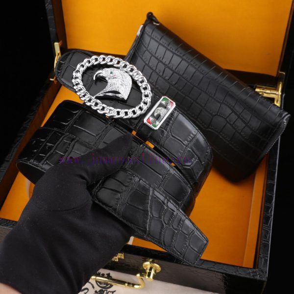 MADE IN ITALYWooden box with accompanying picturesStephen Belt and Wallet SetBuckle material keau5cpp