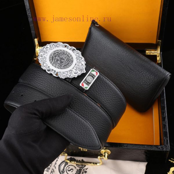 MADE IN ITALYWooden box with accompanying picturesVERSACE @ Belt+Wallet SetBuckle material: sphuwcq5