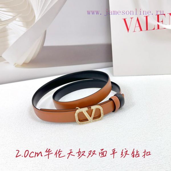 2.0cm Valentino double-sided plain waist belt, double-sided top layer cowhide material, leng 23r7tlt6 - Image 3