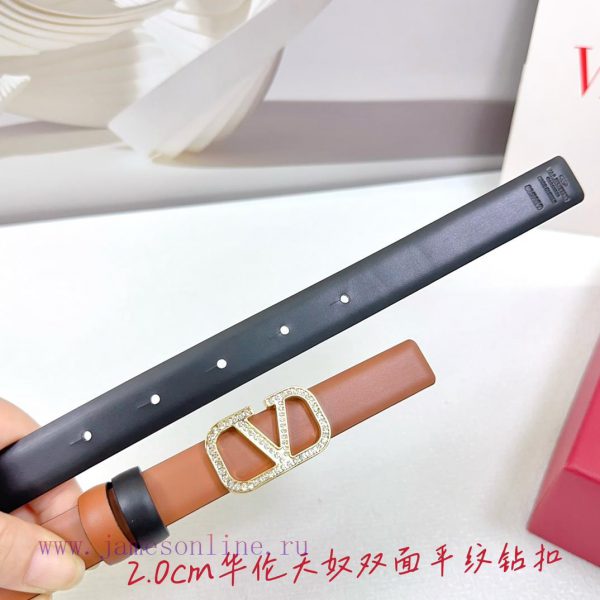 2.0cm Valentino double-sided plain waist belt, double-sided top layer cowhide material, leng 23r7tlt6 - Image 4