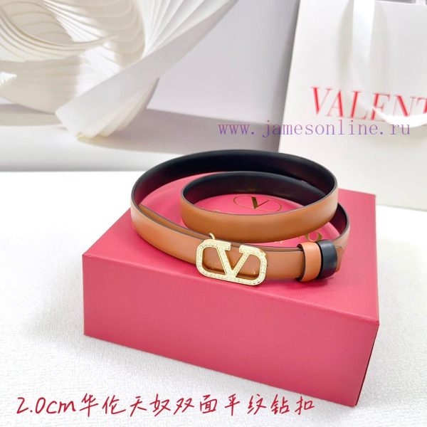 2.0cm Valentino double-sided plain waist belt, double-sided top layer cowhide material, leng 23r7tlt6 - Image 6