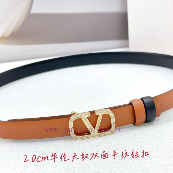 2.0cm Valentino double-sided plain waist belt, double-sided top layer cowhide material, leng 23r7tlt6 - Image 9