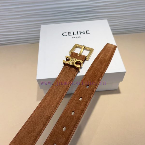 Celine TEEN TRIOMPHE Smooth Cow Leather BeltFluorescent white slim version, can be paired wi 22zew89m - Image 3