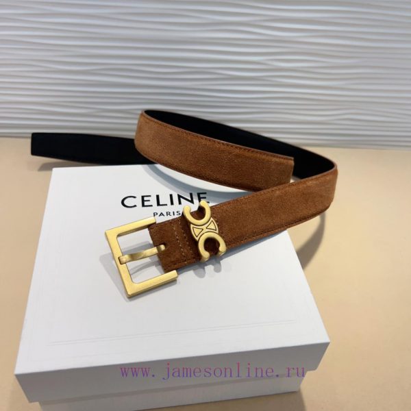 Celine TEEN TRIOMPHE Smooth Cow Leather BeltFluorescent white slim version, can be paired wi 22zew89m - Image 4