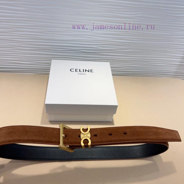 Celine TEEN TRIOMPHE Smooth Cow Leather BeltFluorescent white slim version, can be paired wi 22zew89m - Image 5