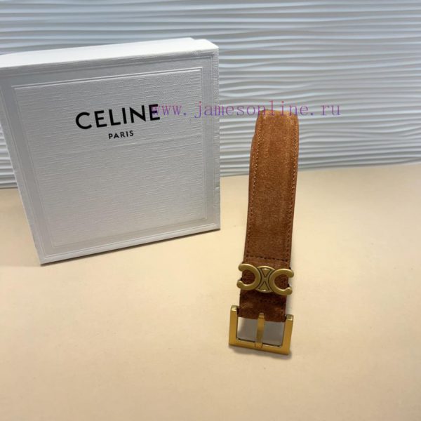 Celine TEEN TRIOMPHE Smooth Cow Leather BeltFluorescent white slim version, can be paired wi 22zew89m - Image 7