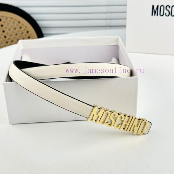 Moschino versatile letter buckle, double-sided head layer plain weave waist belt with a widt wx20a960 - Image 4