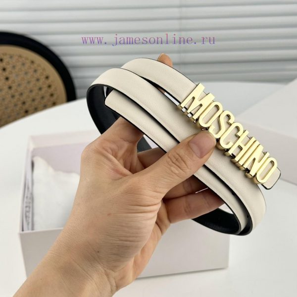 Moschino versatile letter buckle, double-sided head layer plain weave waist belt with a widt wx20a960 - Image 6