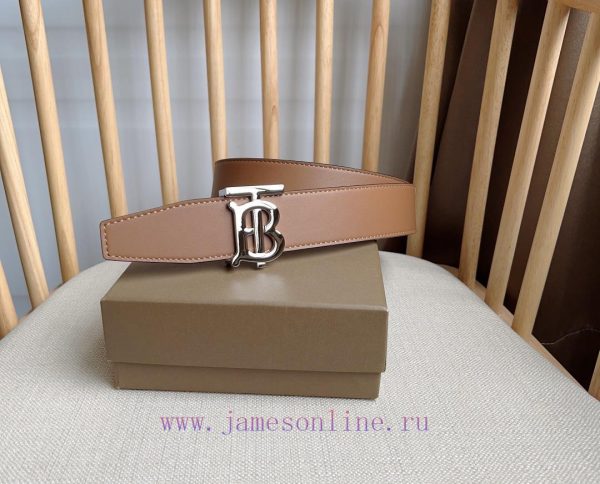 Burberry TB Exclusive Logo Pattern Italian Leather Belt with Versatile Two tone Design, Belt h150u5cr