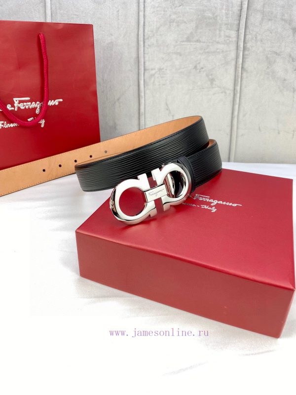3.5cm wide Ferragamo double-sided head layer cowhide belt, equipped with silver/gold/gun met ituhk6ap - Image 3