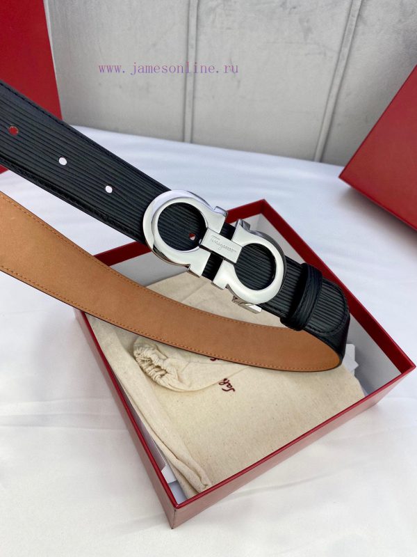 3.5cm wide Ferragamo double-sided head layer cowhide belt, equipped with silver/gold/gun met ituhk6ap - Image 4