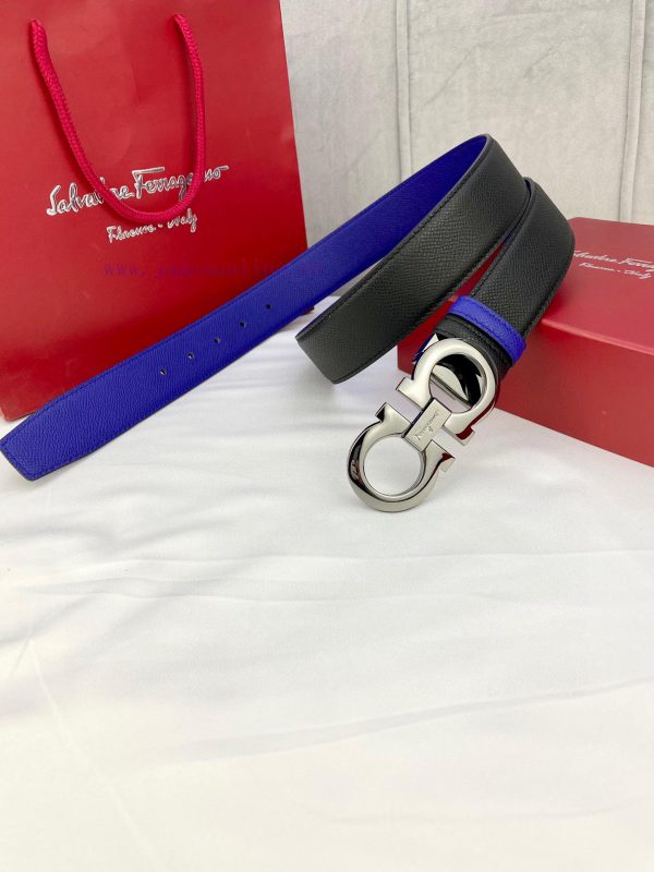 3.5cm wide Ferragamo double-sided head layer cowhide belt, equipped with silver/gold/gun met 4hgua42x - Image 3